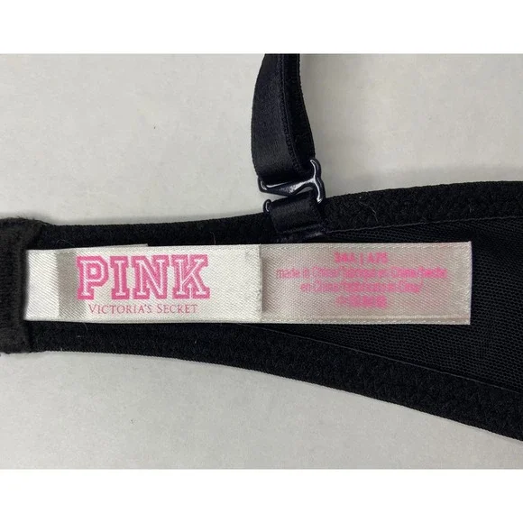 Victoria's Secret PINK Wear Everywhere Super Push Up Bra Black 34A Underwire - Picture 3 of 16